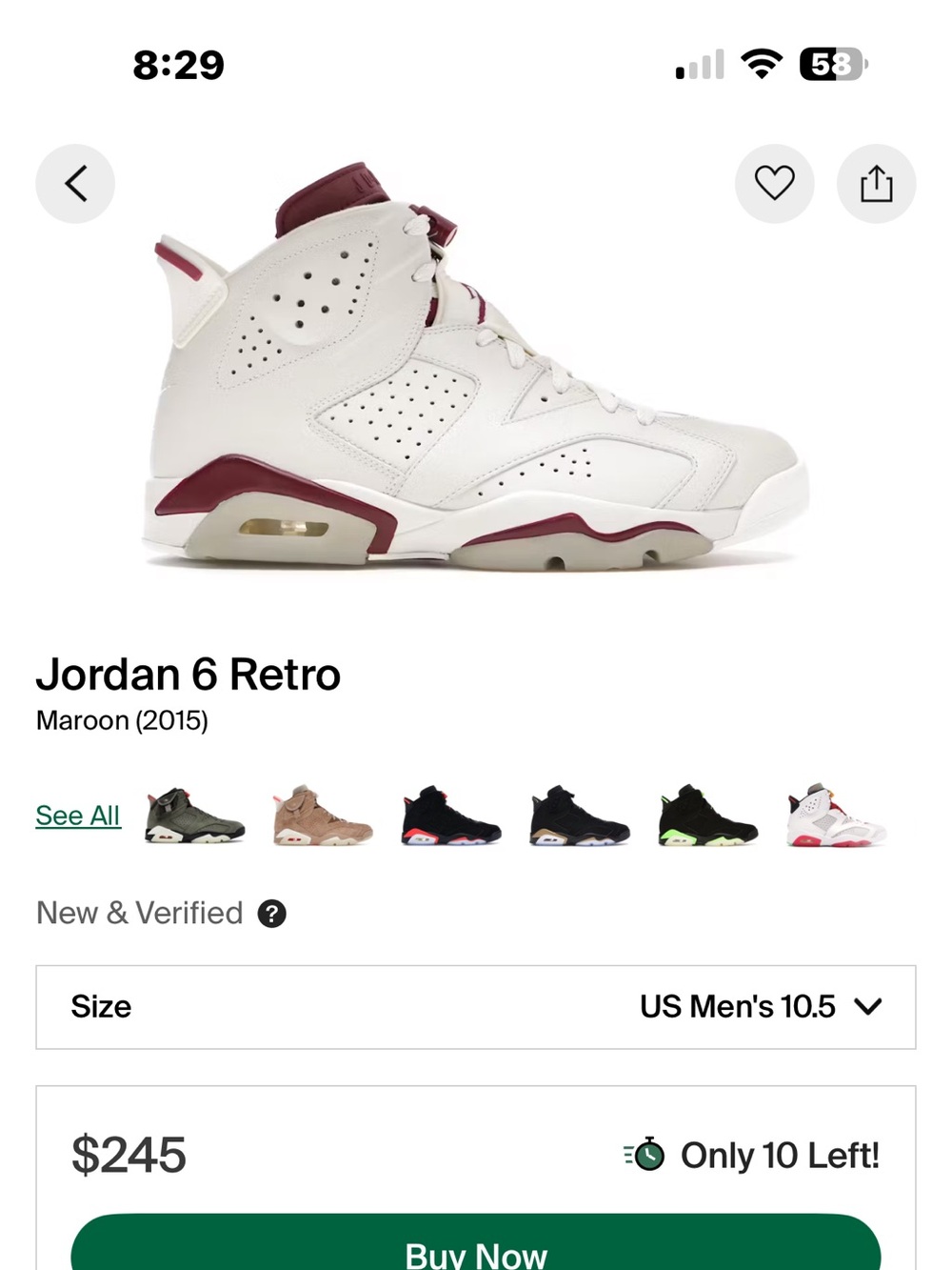 Jordan Maroon Retro 6 Sneakers